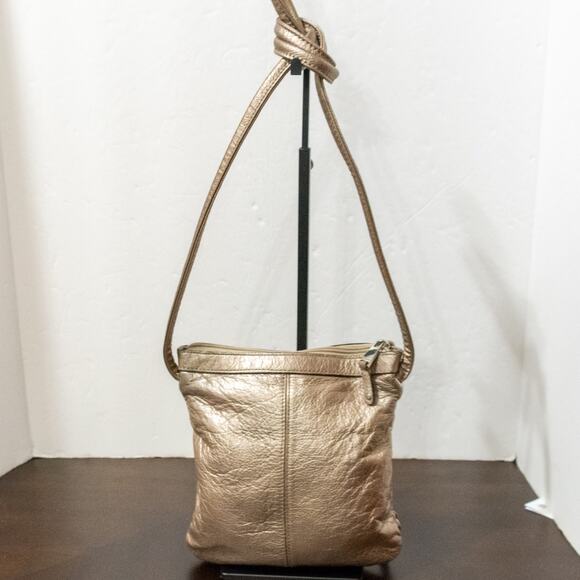 Women's Small Crossbody Bag With Organizer Metallic Gold TIGNANELLO Purse - Picture 4 of 11